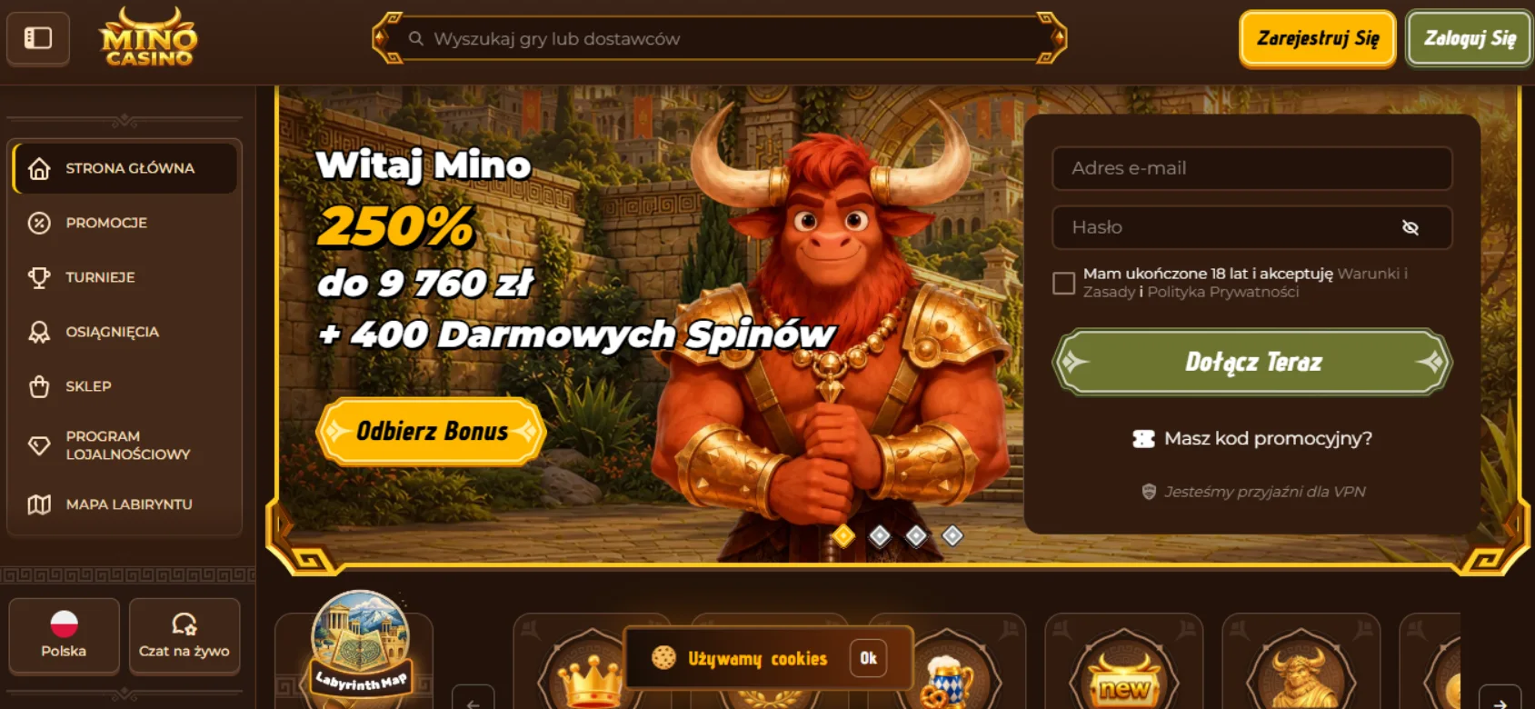 Mino Casino Screen
